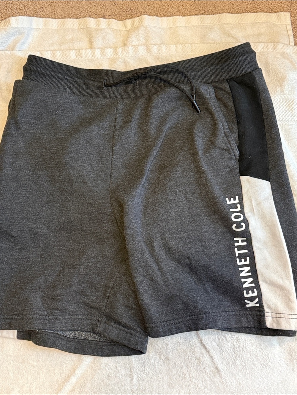 Kenneth Cole Men’s Athletic Shorts - Dark Gray with Black & Light Gray Accents